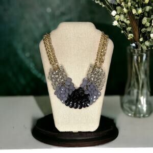 Vintage Gold Chain Beaded Multi Layer Chunky Statement Bib Necklace